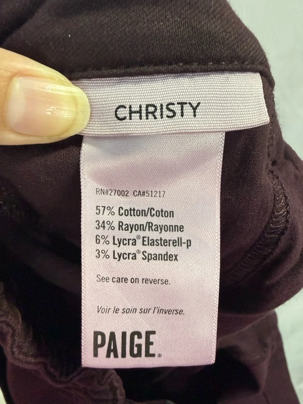 PAIGE‎ Christy Pant Burgundy Black Cherry Drawstring Stretch Pants 34